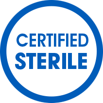 The words Certified Sterile inside a blue circle