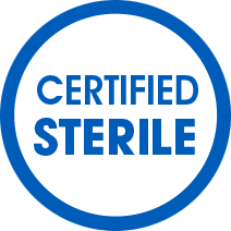 icon-preservative-free The words Certified Sterile inside a blue circle